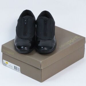 EASY SPIRIT STORMY02 Women’s Black Patent Center Zip Comfort Sneakers Size 8M